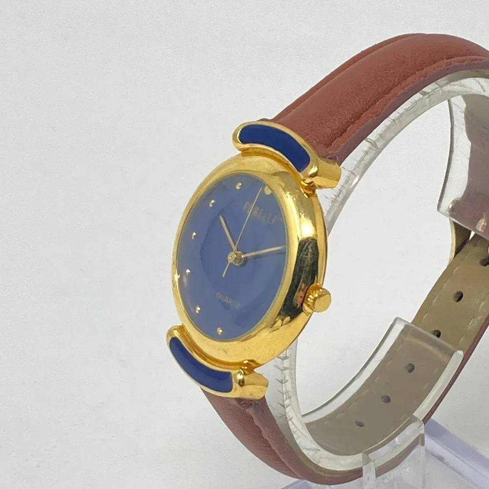 Forelli Watch Women 31mm Gold Tone Blue Dial Domed Crystal New Battery 8.5